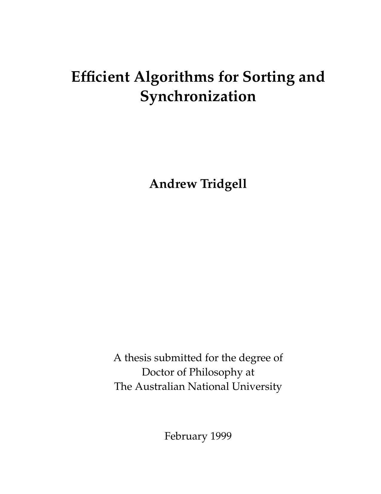 Efficient Algorithms for Sorting and Synchronization (rsync)