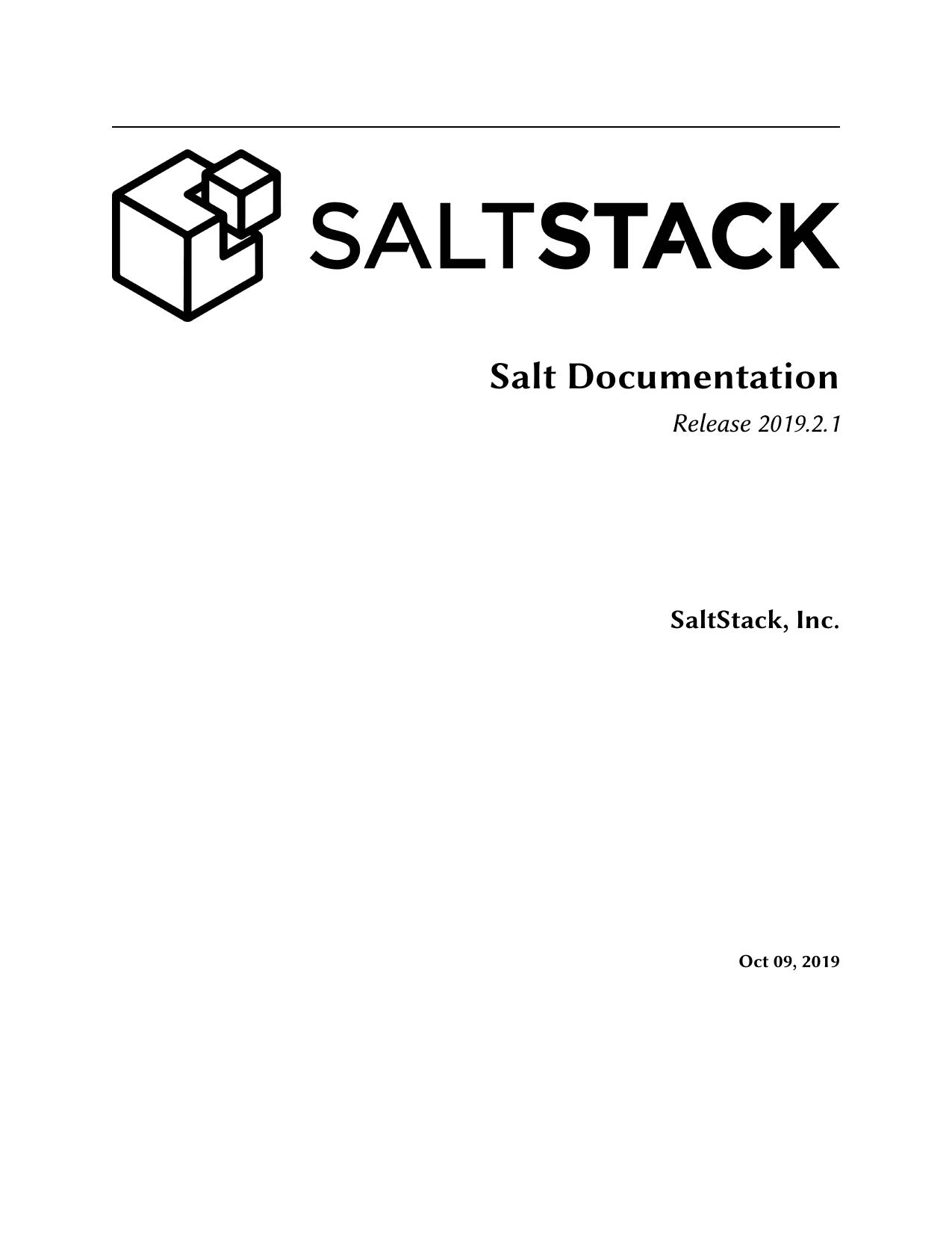 Saltstack Documentation - Release 2019.2.1