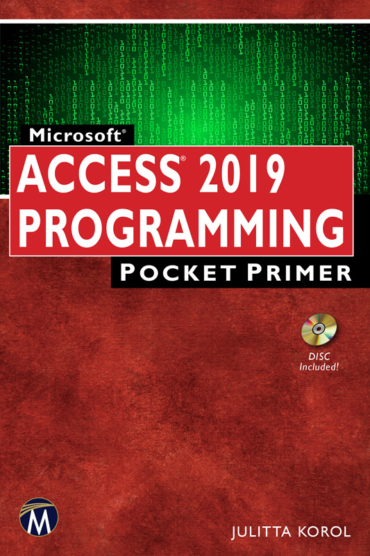 Microsoft Access 2019 Programming